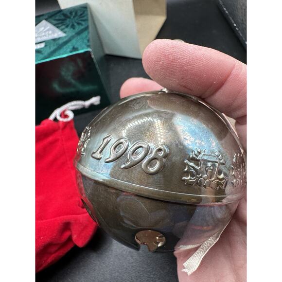 WALLACE SILVERSMITH 1998 ANNUAL CHRISTMAS SLEIGH BELL ORNAMENT -30D - Picture 10 of 12